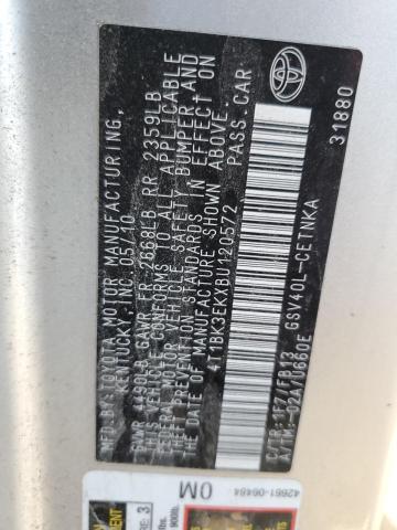 4T1BK3EKXBU120572 - 2011 TOYOTA CAMRY SE Серебристый фото 13