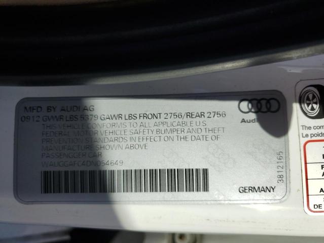 WAUGGAFC4DN054649 - 2013 AUDI A6 PREMIUM PLUS Ақ фото 12