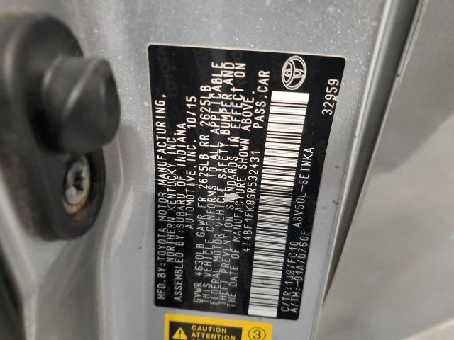 4T4BF1FK8GR532431 - 2016 TOYOTA CAMRY LE SILVER photo 12