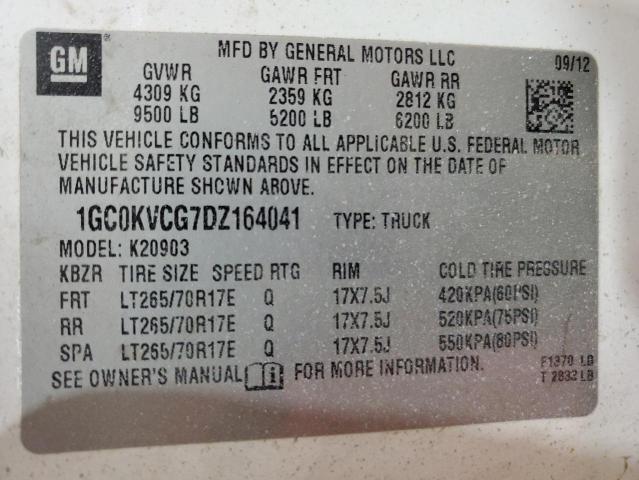 1GC0KVCG7DZ164041 - 2013 CHEVROLET SILVERADO K2500 HEAVY DUTY WHITE photo 12