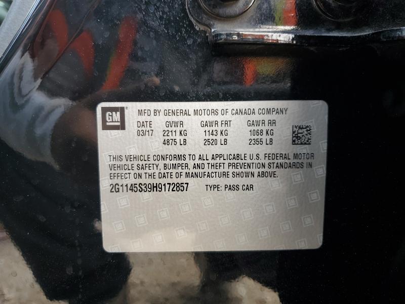 2G1145S39H9172857 - 2017 CHEVROLET IMPALA PREMIER შავი ფოტო 12