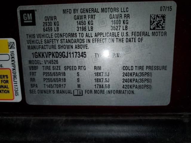 1GKKVPKD9GJ117345 - 2016 GMC ACADIA SLE Марун фото 14