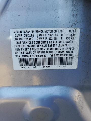 JHMGE87679S044909 - 2009 HONDA FIT SPORT BLUE photo 13