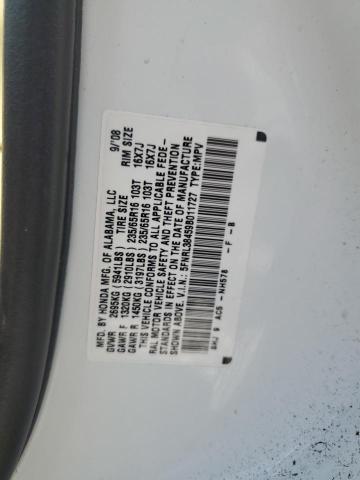 5FNRL38459B011727 - 2009 HONDA ODYSSEY EX WHITE photo 13