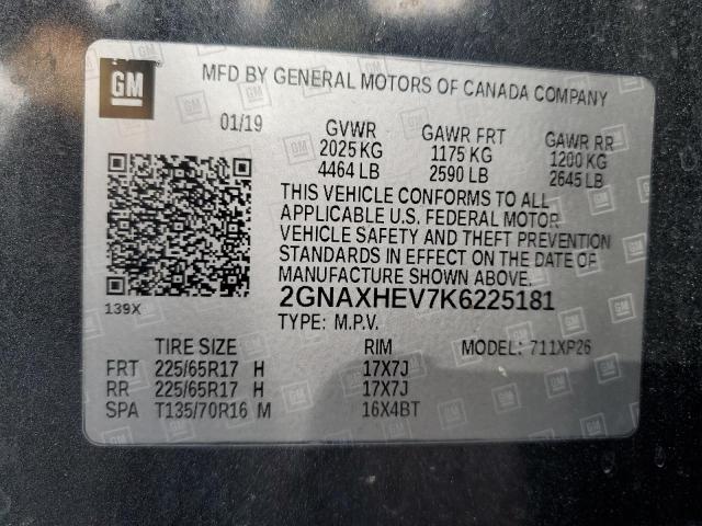 2GNAXHEV7K6225181 - 2019 CHEVROLET EQUINOX LS GRAY photo 13