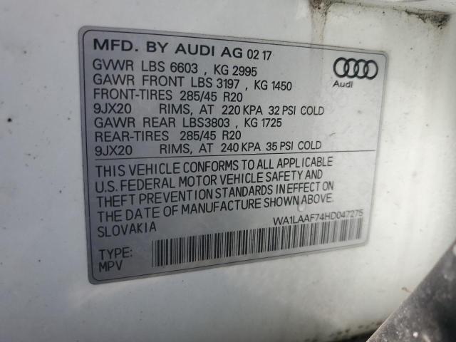 WA1LAAF74HD047275 - 2017 AUDI Q7 PREMIUM PLUS Weiß Foto 13
