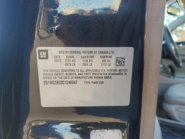 2G1WC5E32C1248947 - 2012 CHEVROLET IMPALA LTZ შავი ფოტო 12