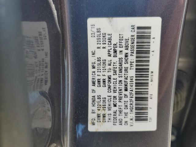 1HGCR2F82FA145945 - 2015 HONDA ACCORD EXL 灰色 照片 12
