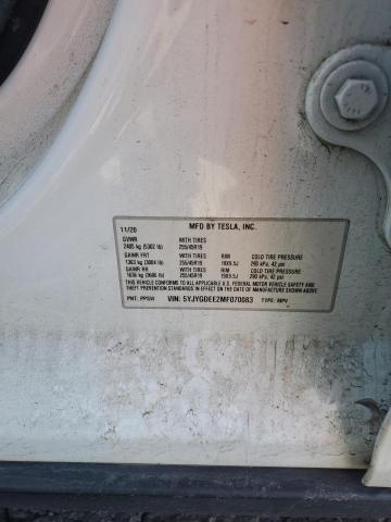 5YJYGDEE2MF070083 - 2021 TESLA MODEL Y Blanco foto 13