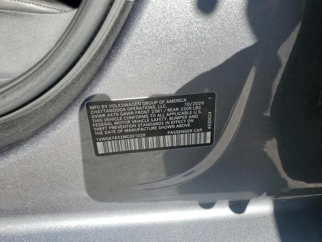 1VWSA7A32MC001028 - 2021 VOLKSWAGEN PASSAT SE ნაცრისფერი ფოტო 12