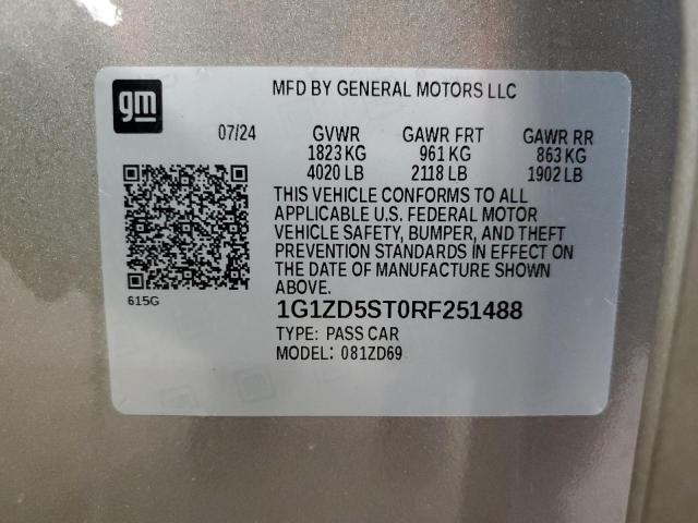 1G1ZD5ST0RF251488 - 2024 CHEVROLET MALIBU LT GRAY photo 12