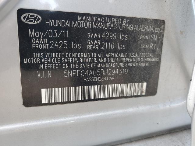 5NPEC4AC5BH294319 - 2011 HYUNDAI SONATA SE Gümüş foto 12