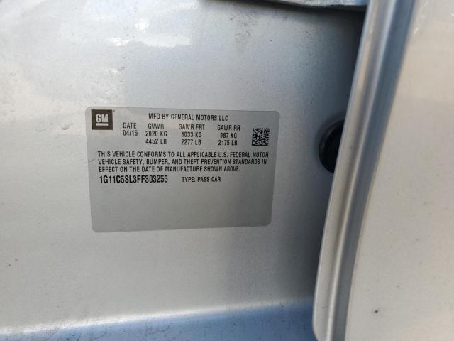 1G11C5SL3FF303255 - 2015 CHEVROLET MALIBU 1LT SILVER photo 12