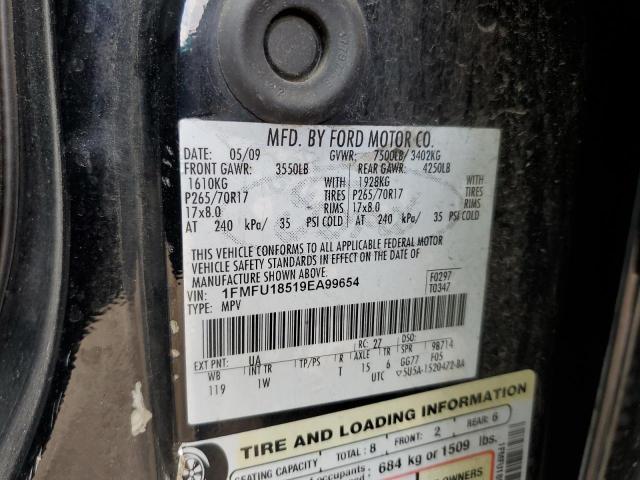 1FMFU18519EA99654 - 2009 FORD EXPEDITION EDDIE BAUER Черный фото 12