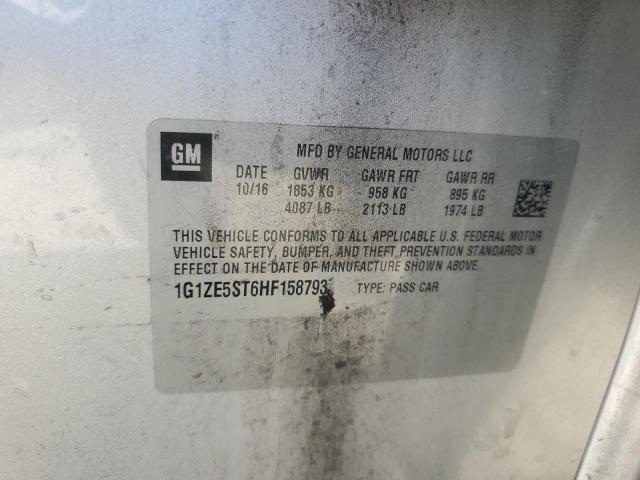 1G1ZE5ST6HF158793 - 2017 CHEVROLET MALIBU LT ვერცხლისფერი ფოტო 13