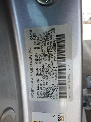 1HGCV1F33JA143401 - 2018 HONDA ACCORD SPORT أزرق صورة 12