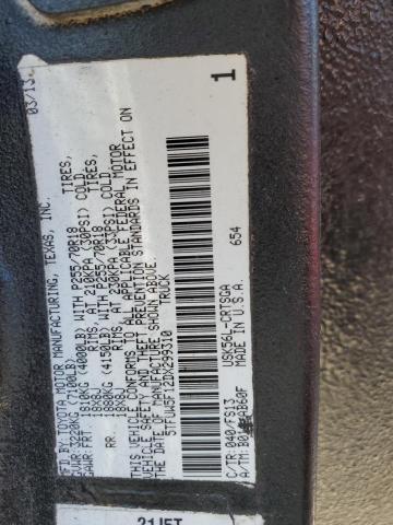 5TFUW5F12DX299310 - 2013 TOYOTA TUNDRA DOUBLE CAB SR5 BLACK photo 12