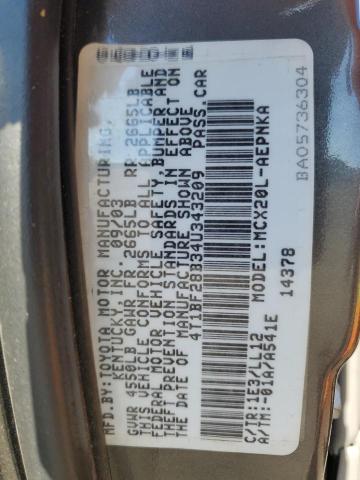 4T1BF28B34U343209 - 2004 TOYOTA AVALON XL رمادي صورة 12