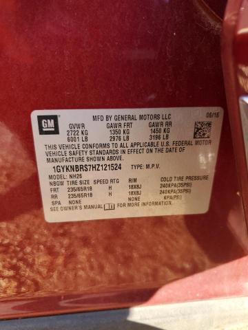 1GYKNBRS7HZ121524 - 2017 CADILLAC XT5 LUXURY წითელი ფოტო 12