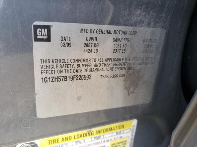 1G1ZH57B19F226992 - 2009 CHEVROLET MALIBU 1LT GRAY photo 12