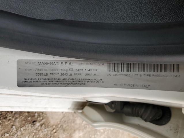 ZAM57RTA0E1117715 - 2014 MASERATI GHIBLI S WHITE photo 12
