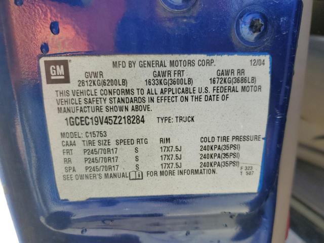 1GCEC19V45Z218284 - 2005 CHEVROLET SILVERADO C1500 BLUE photo 12