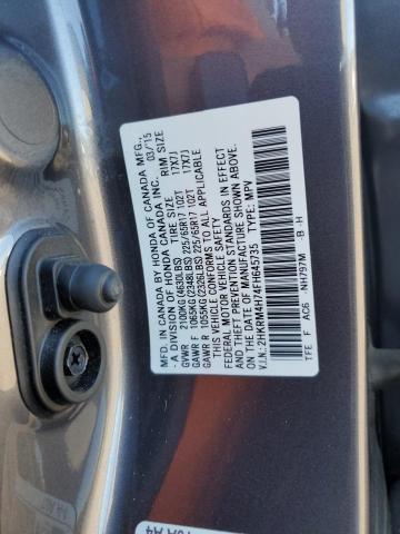 2HKRM4H74FH645735 - 2015 HONDA CR-V EXL SILVER photo 12