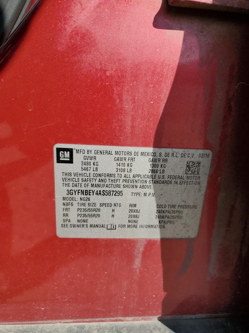 3GYFNBEY4AS587295 - 2010 CADILLAC SRX PERFORMANCE COLLECTION Rojo foto 13