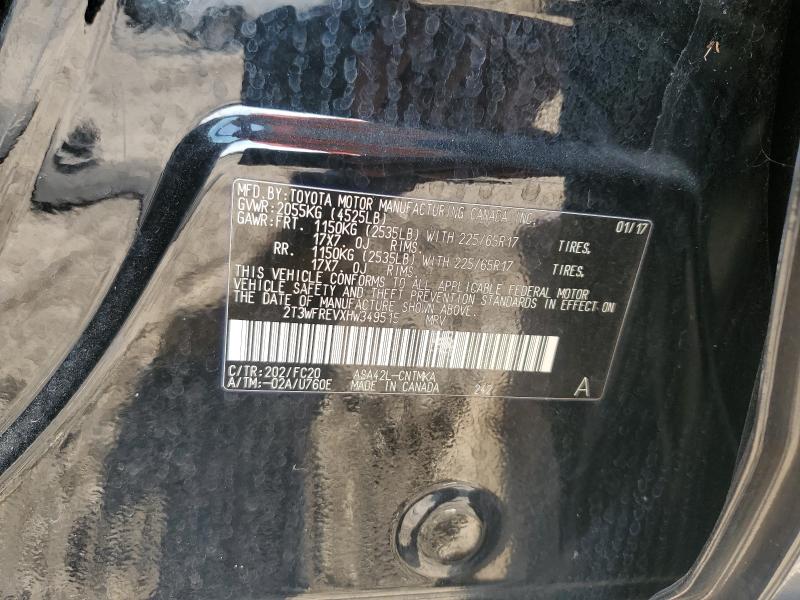 2T3WFREVXHW349515 - 2017 TOYOTA RAV4 XLE შავი ფოტო 12