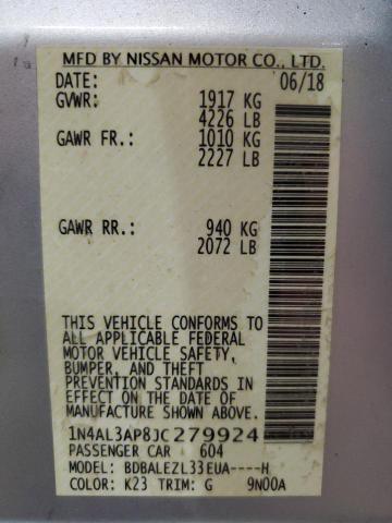 1N4AL3AP8JC279924 - 2018 NISSAN ALTIMA 2.5 Argent photo 12