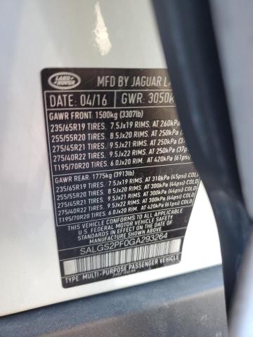 SALGS2PF0GA293264 - 2016 LAND ROVER RANGE ROVE HSE WHITE photo 13