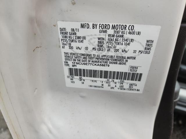 1FMCU9E77CKA58879 - 2012 FORD ESCAPE LIMITED თეთრი ფოტო 14