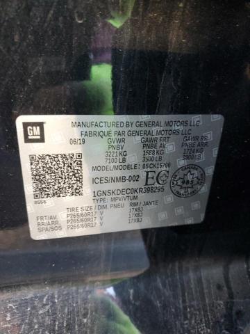 1GNSKDEC0KR398295 - 2019 CHEVROLET TAHOE POLICE შავი ფოტო 13