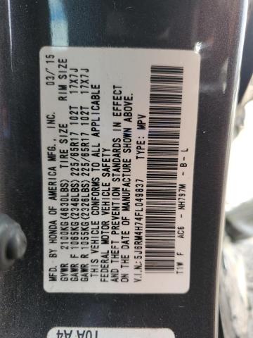 5J6RM4H74FL049837 - 2015 HONDA CR-V EXL SILVER photo 13