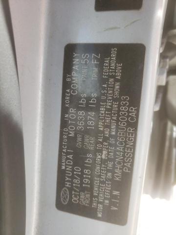 KMHCN4AC6BU603833 - 2011 HYUNDAI ACCENT GLS 银色 照片 12