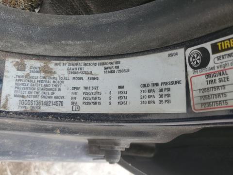 1GCDS136148214570 - 2004 CHEVROLET COLORADO BLUE photo 12