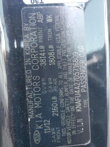 KNAFU4A27D5716809 - 2013 KIA FORTE EX BLACK photo 13