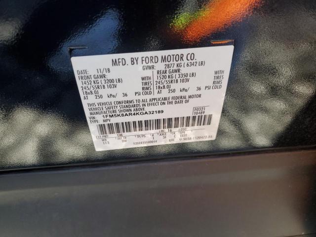 1FM5K8AR4KGA32189 - 2019 FORD EXPLORER POLICE INTERCEPTOR Qara foto 12