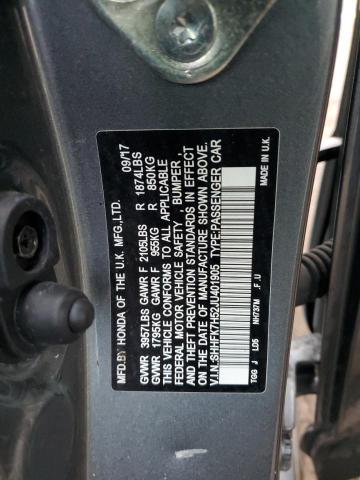 SHHFK7H52JU401905 - 2018 HONDA CIVIC EX رمادي صورة 13