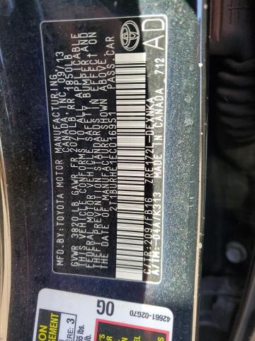 2T1BURHE1EC016951 - 2014 TOYOTA COROLLA L BLACK photo 12