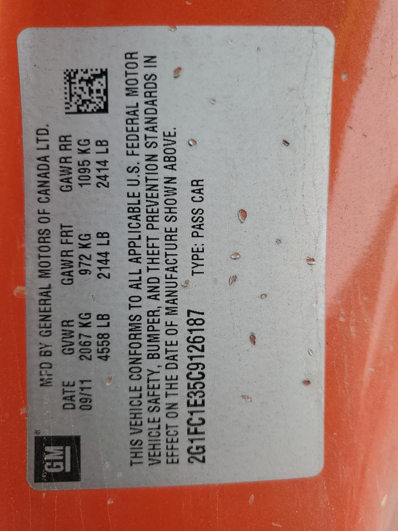 2G1FC1E35C9126187 - 2012 CHEVROLET CAMARO LT ORANGE photo 12