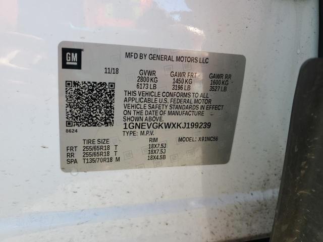 1GNEVGKWXKJ199239 - 2019 CHEVROLET TRAVERSE LT Weiß Foto 14