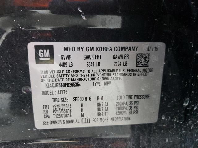 KL4CJGSB0FB265364 - 2015 BUICK ENCORE BLACK photo 13