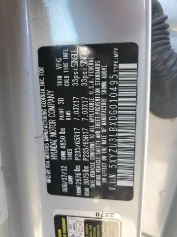 5XYZU3LBXDG010495 - 2013 HYUNDAI SANTA FE S فضي صورة 13