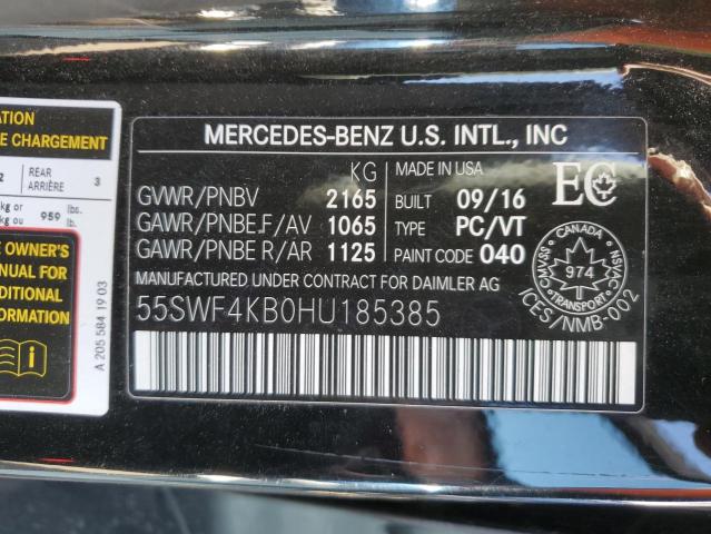 55SWF4KB0HU185385 - 2017 MERCEDES-BENZ C 300 4MATIC BLACK photo 12