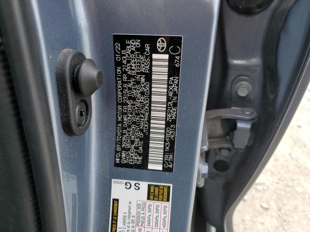 JTDEPMAE0N3010360 - 2022 TOYOTA COROLLA LE BLUE photo 12