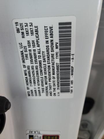 7FARW2H8XKE046827 - 2019 HONDA CR-V EXL Ақ фото 12