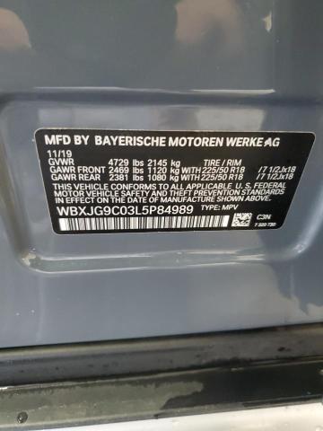 WBXJG9C03L5P84989 - 2020 BMW X1 XDRIVE28I BLUE photo 12