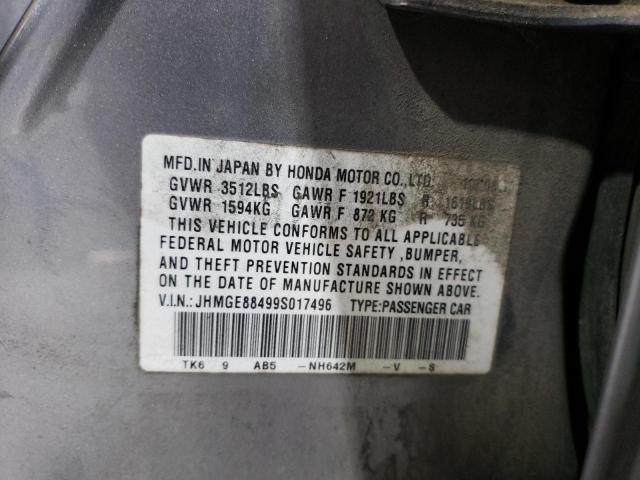 JHMGE88499S017496 - 2009 HONDA FIT SPORT ვერცხლისფერი ფოტო 13