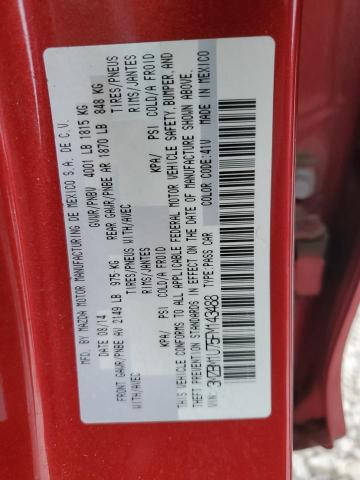 3MZBM1U75FM143488 - 2015 MAZDA 3 SPORT წითელი ფოტო 12